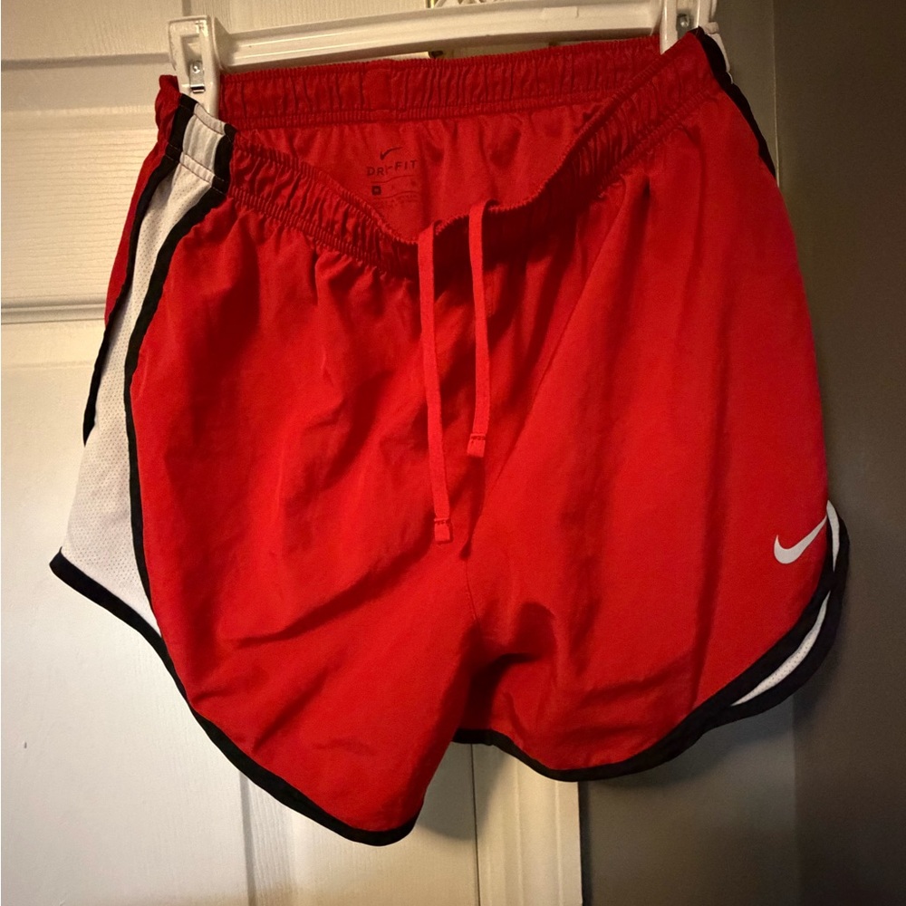 Nike Women's Red and White Athletic Shorts